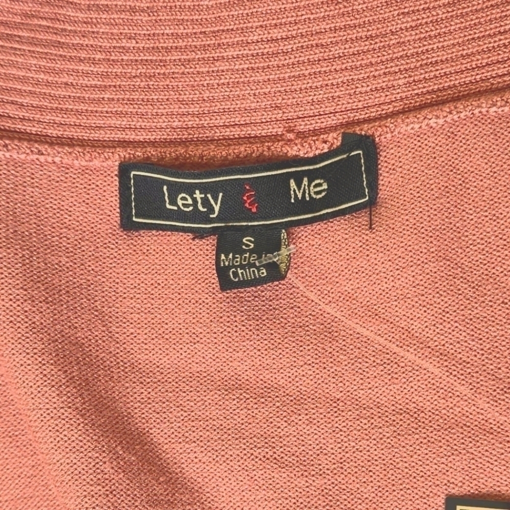 Lety & Me Open Front Coral Pink Cardigan Size Small - Picture 4 of 9